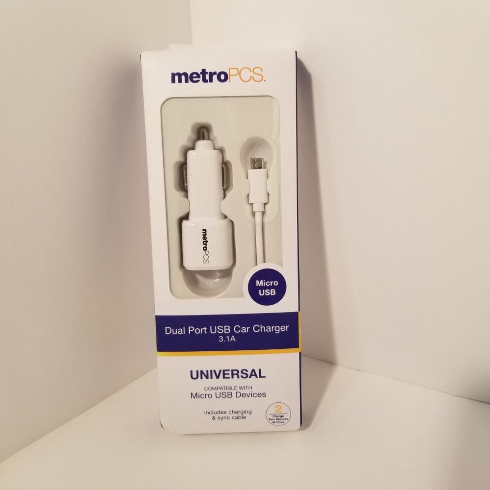 Cell Phone Dual Port USB Car Charger 3.1A Universal Micro USB with 4 ft cable